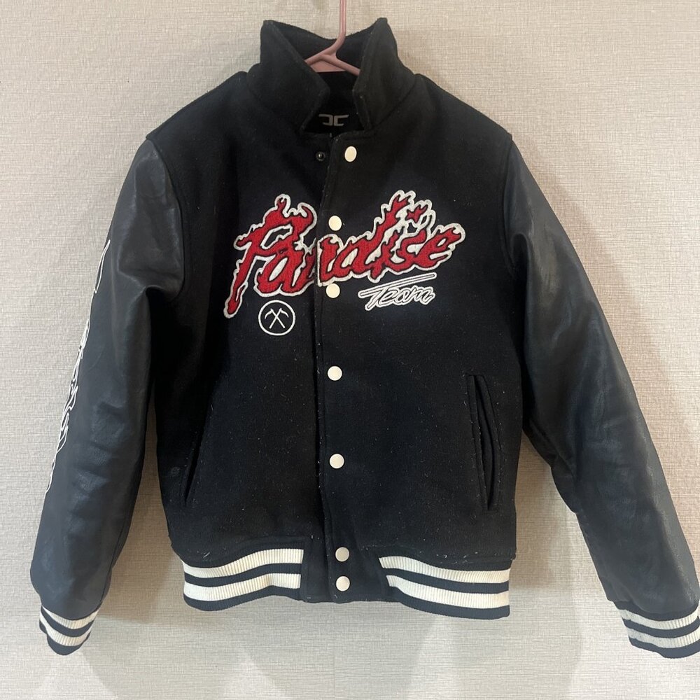 Authentic Jordan Craig Paradise Tour Varsity Jacket Off Black Beige Size 14